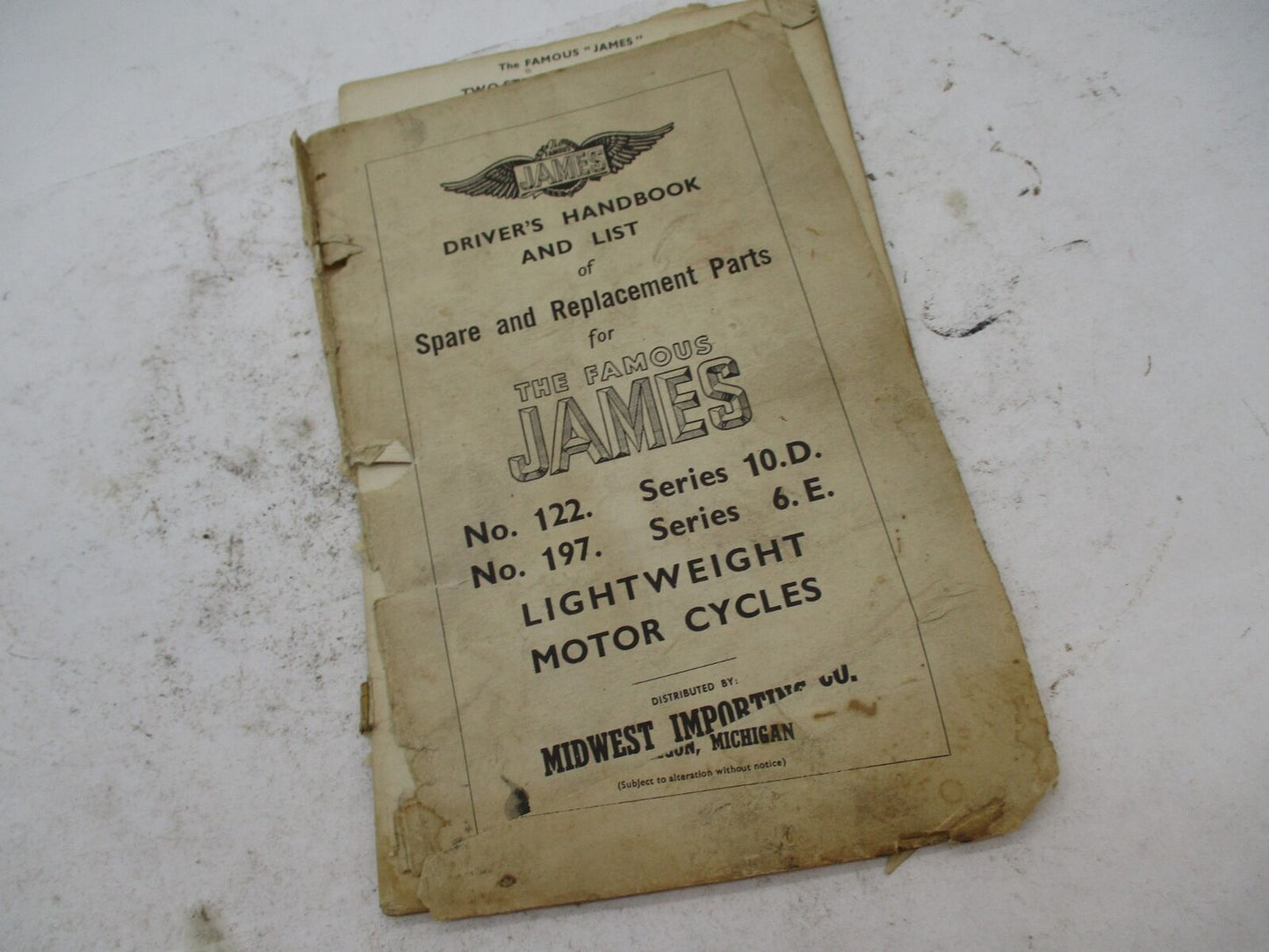 Original The Famous James Motor Cycles 122 197 Driver's Handbook & Parts List