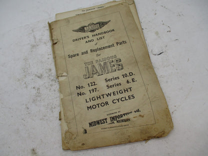 Original The Famous James Motor Cycles 122 197 Driver's Handbook & Parts List