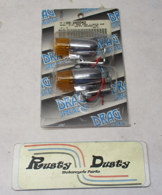 Drag Specialties Mini Round Pony Lights Amber DS-285042 Harley