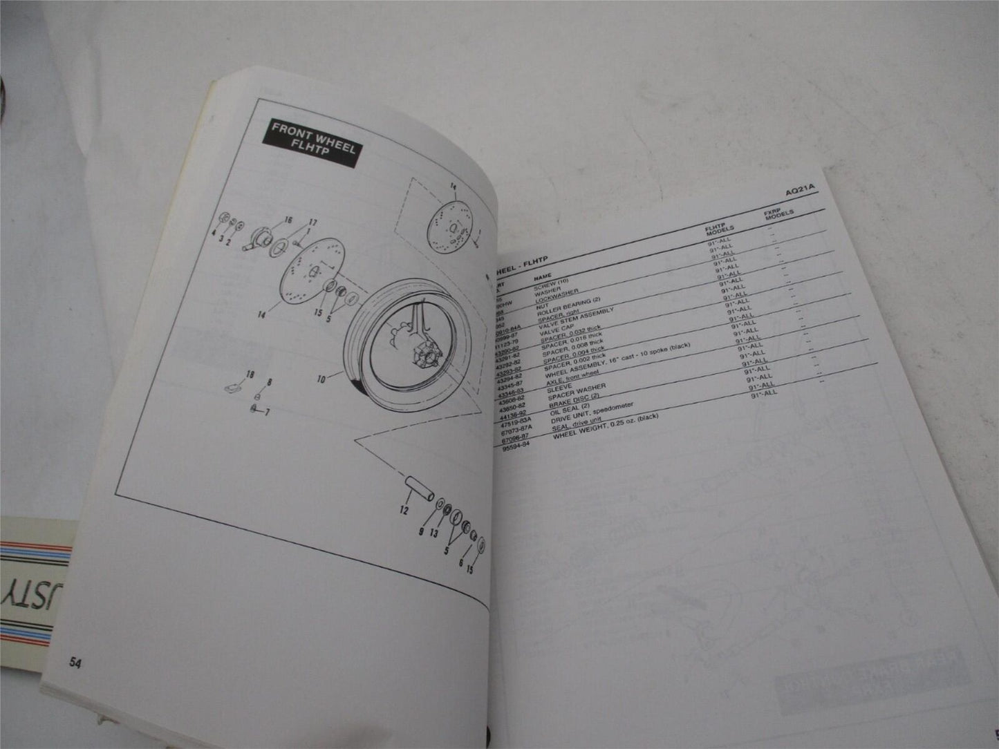 Harley Davidson Official Factory 1991 and 1992 Police Parts Catalog 99545-92