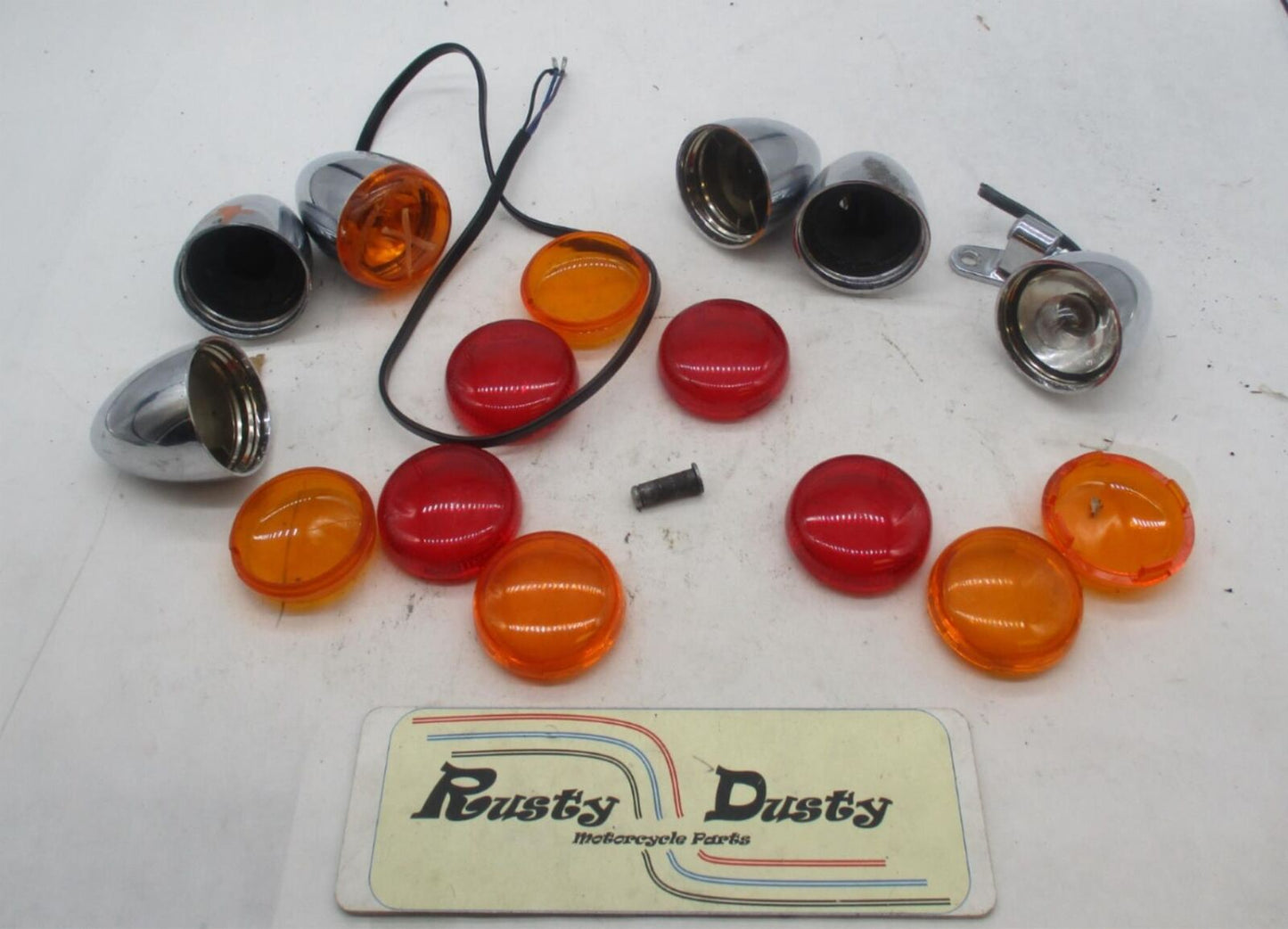 Mixed Lot of Harley Davidson Chrome Bullet Turn Signals and Lenses