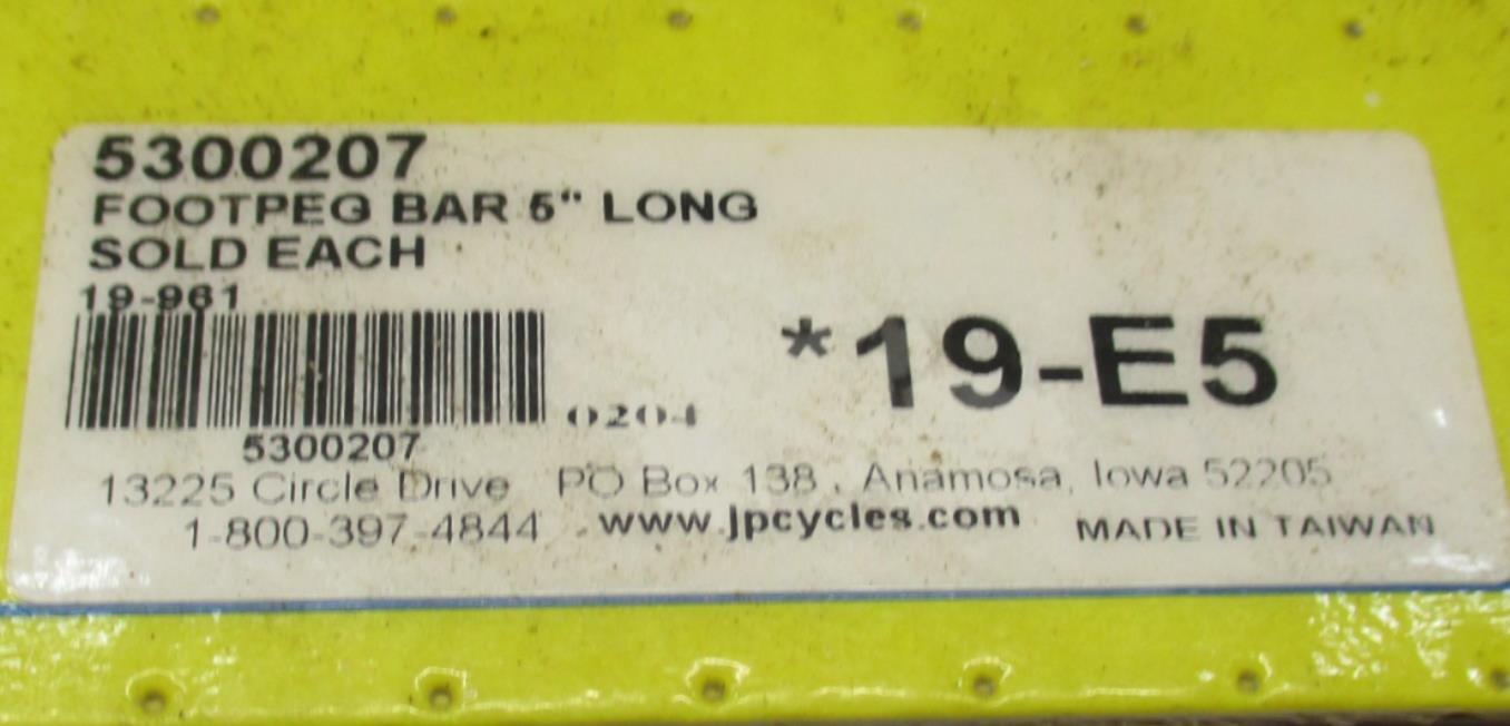 J&P Cycle Foot Peg Bar 5" 5300207 Harley Davidson