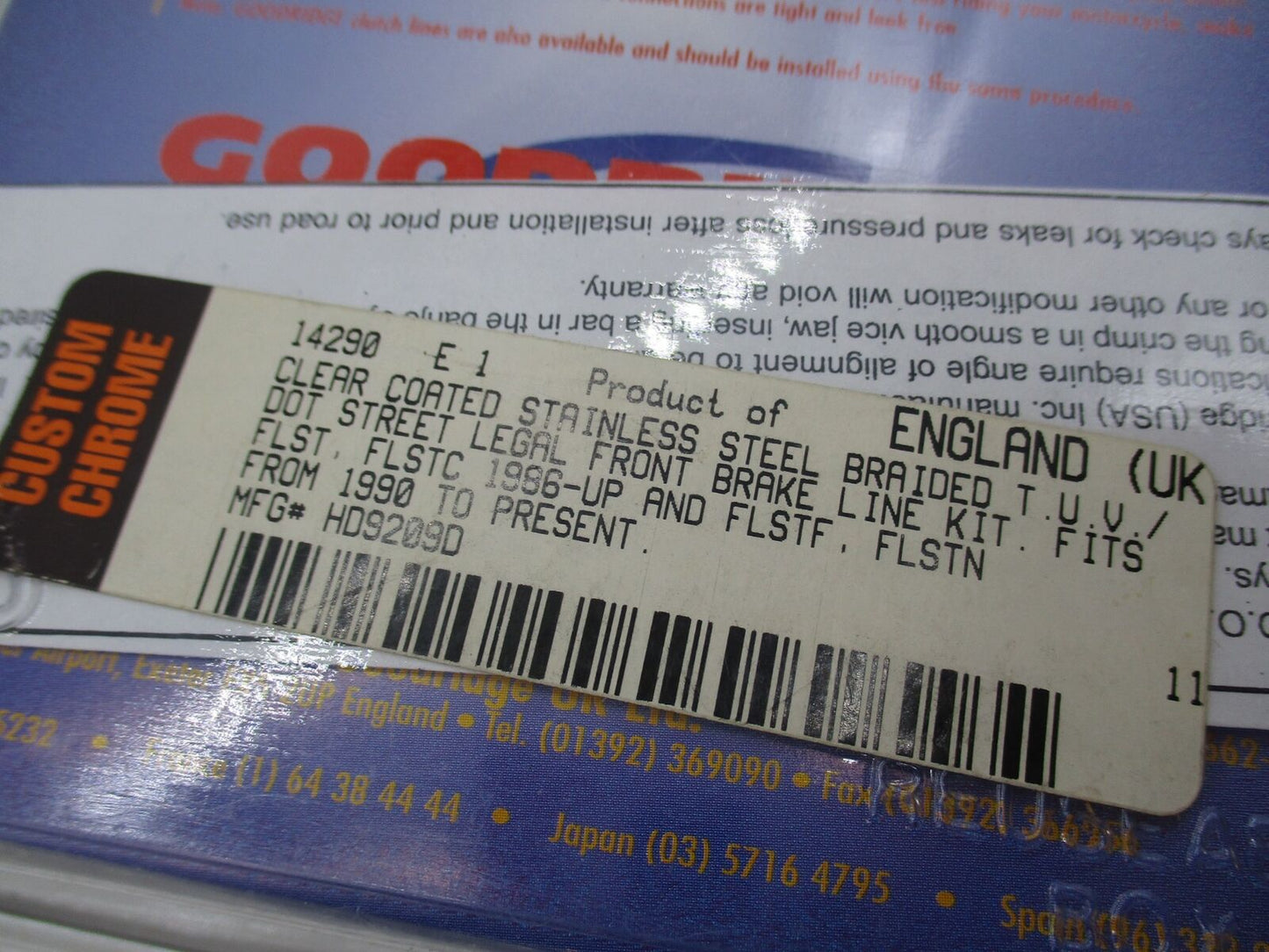 Goodridge Clear Coated Stainless Steel Braided Front Line Kit 14290 FLST FLSTC