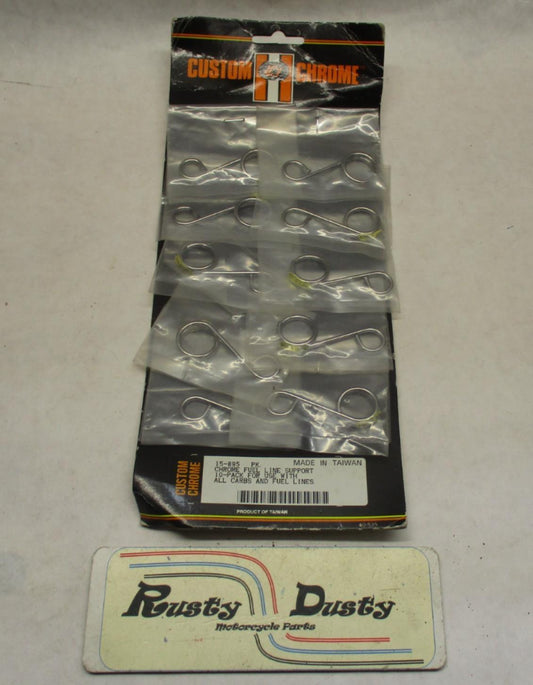 Lot of (10) Custom Chrome Harley Davidson Fuel Line Cable Support Clamps 15-895