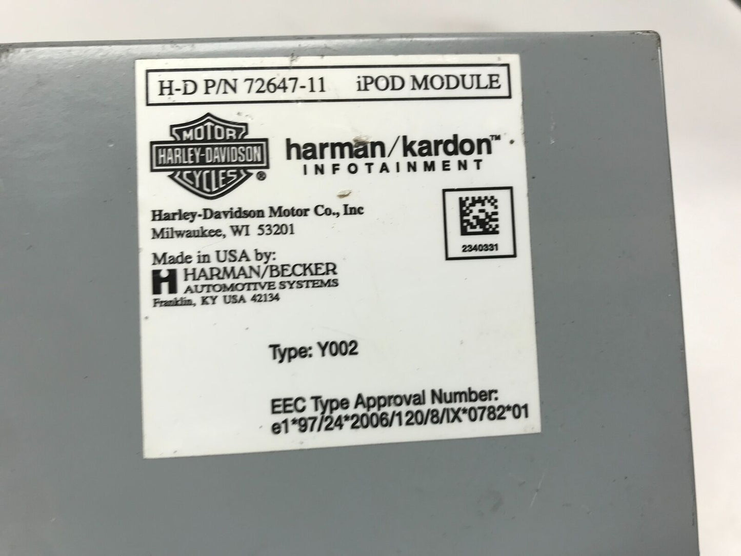 Harley Davidson Touring IPOD Module 72647-11