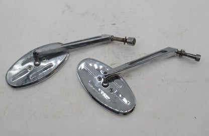 Pair Set of Harley Davidson Chopper Oval Chrome Custom Mirrors