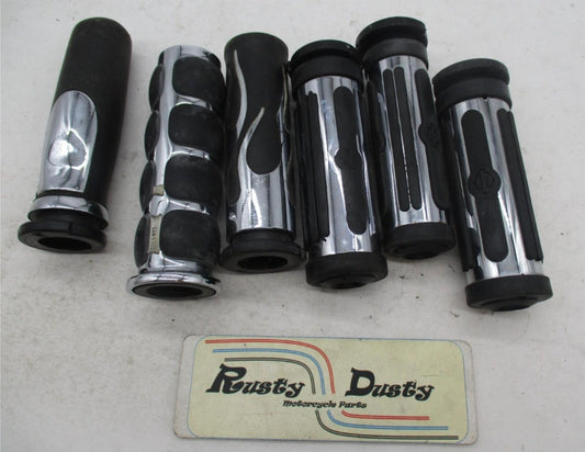 Mix Lot of Harley Davidson Handlebar Grips Chrome Rubber Ribbed