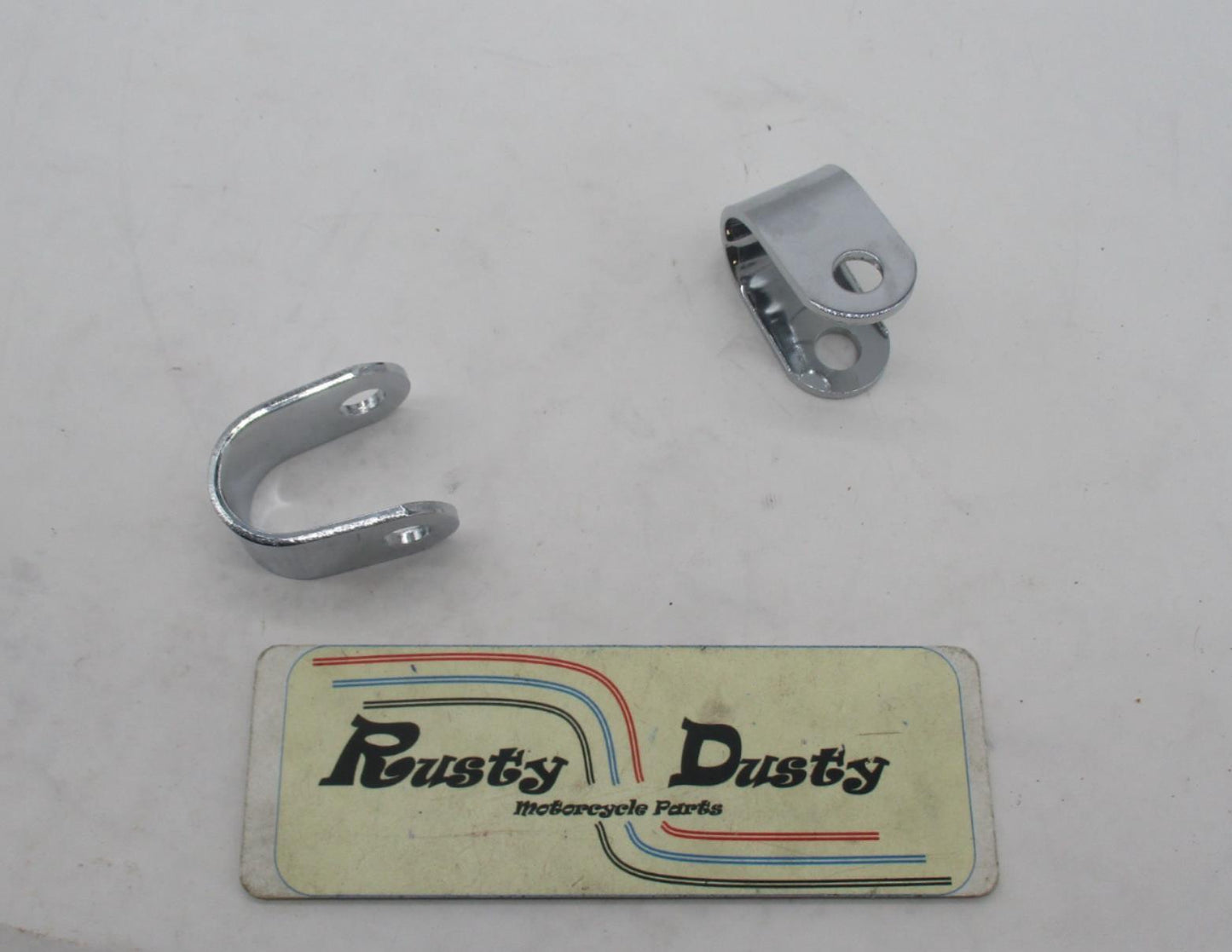 Pair of Harley Davidson Chrome Foot Peg Clamp Retaining Brackets
