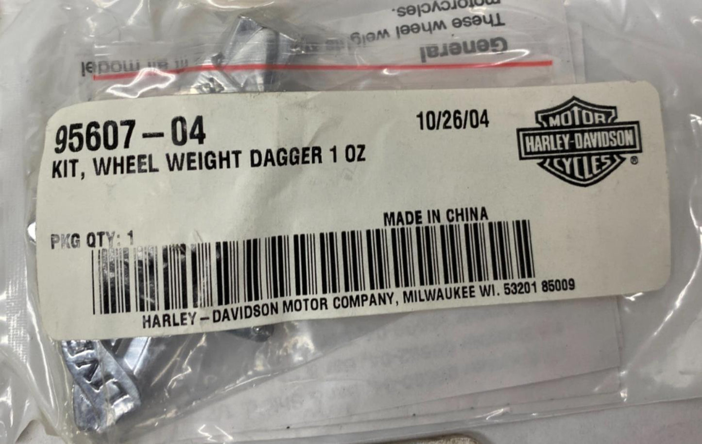 Lot of (4) Harley Genuine Wheel Weight Dagger 102 95607-04