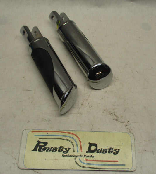 Pair of Harley Davidson Chrome Rubber Foot Pegs Foot Rests Female