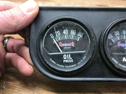Summit Racing Gauge Dash Cluster Oil Pressure Amps Water Temperature 44278
