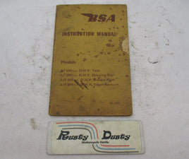 Vintage Original BSA Motorcycle Instruction Manual Book A7 A10 500cc 650 00-4078