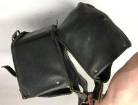 Set of Well Used Motorcycle Harley Leather Saddlebags Concho Style Black