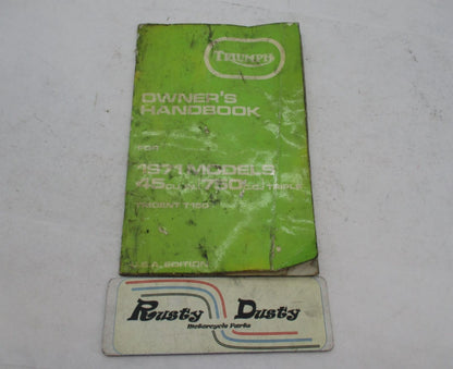 Original Triumph 1971 Trident T160 45 cub inch 750cc Owner's Manual Handbook