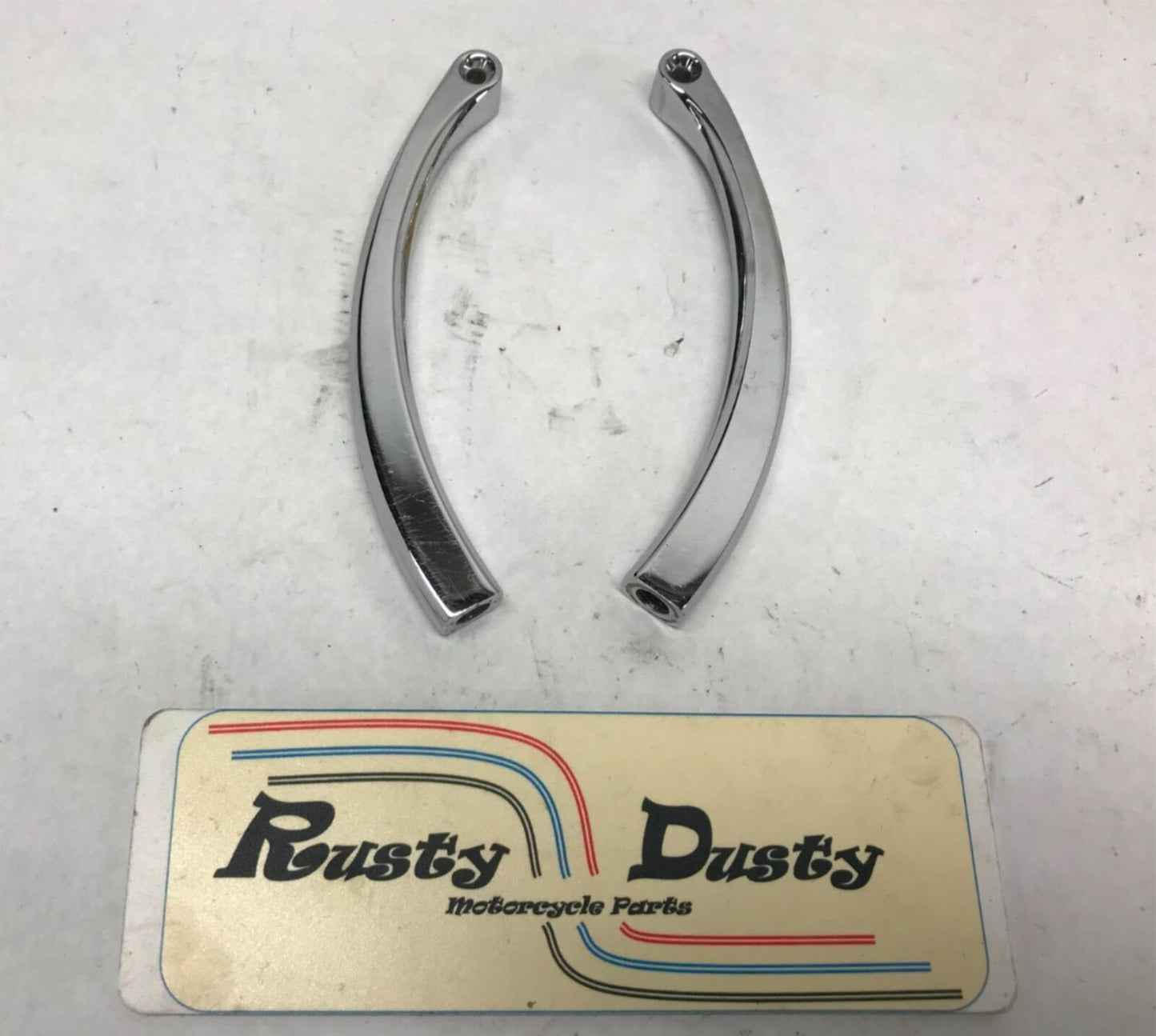 Pair Chrome Mirror Curved Stems Harley Custom