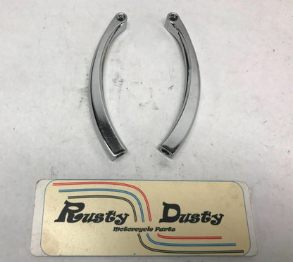 Pair Chrome Mirror Curved Stems Harley Custom