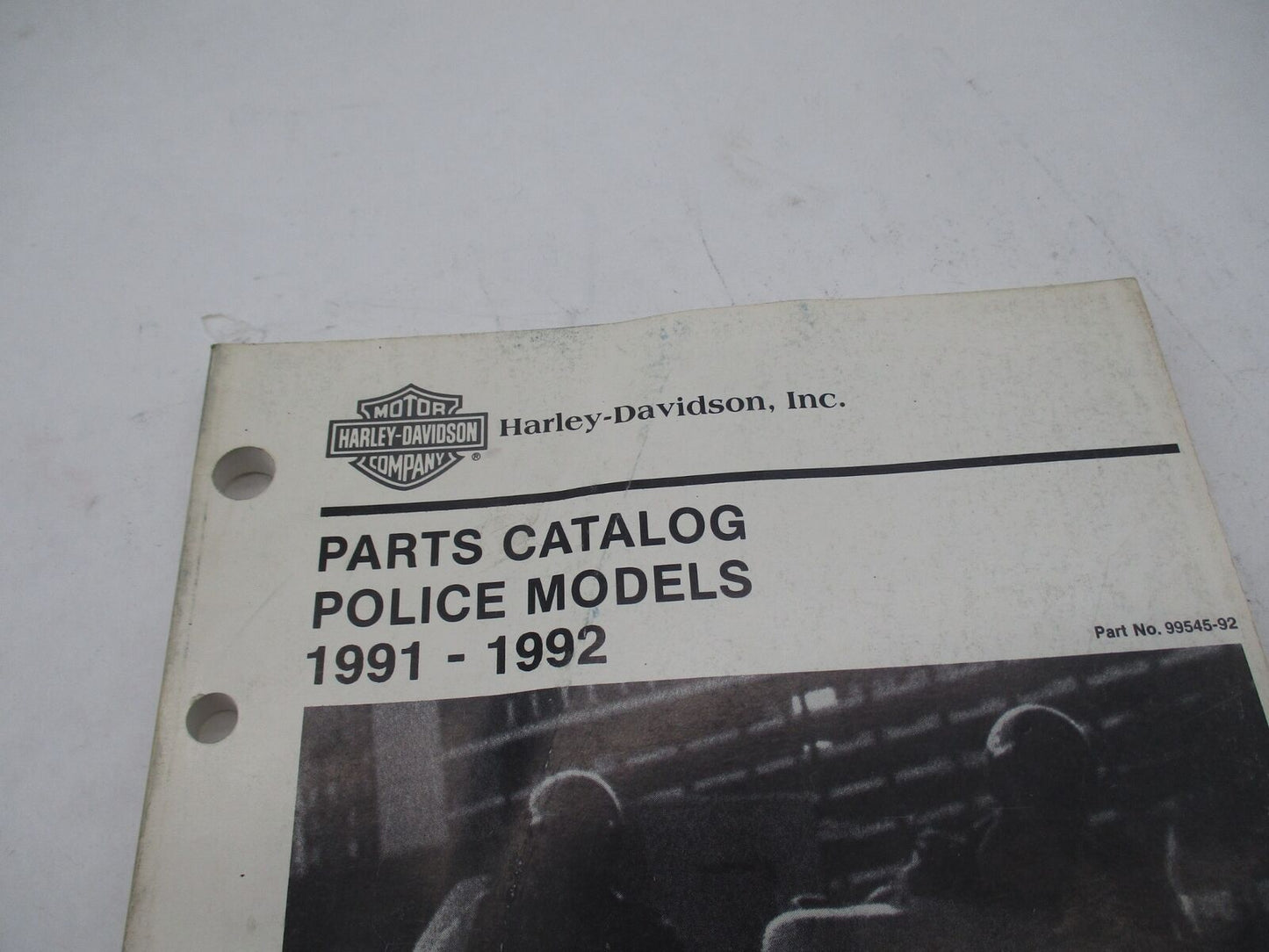 Harley Davidson Official Factory 1991 and 1992 Police Parts Catalog 99545-92