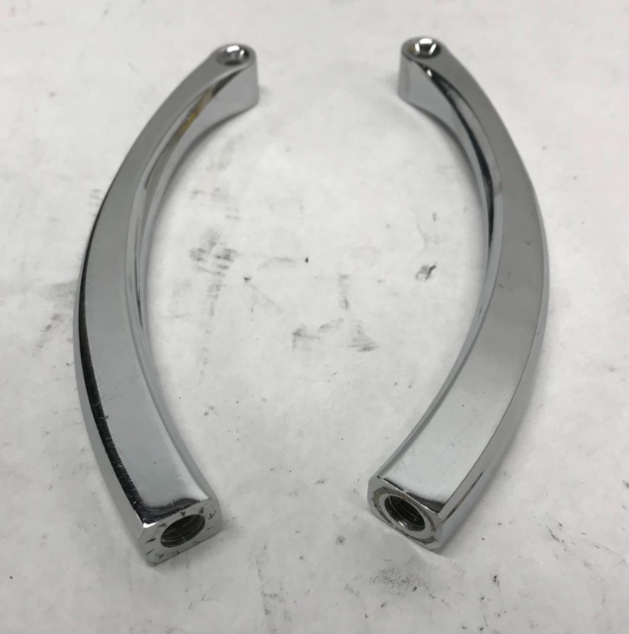 Pair Chrome Mirror Curved Stems Harley Custom