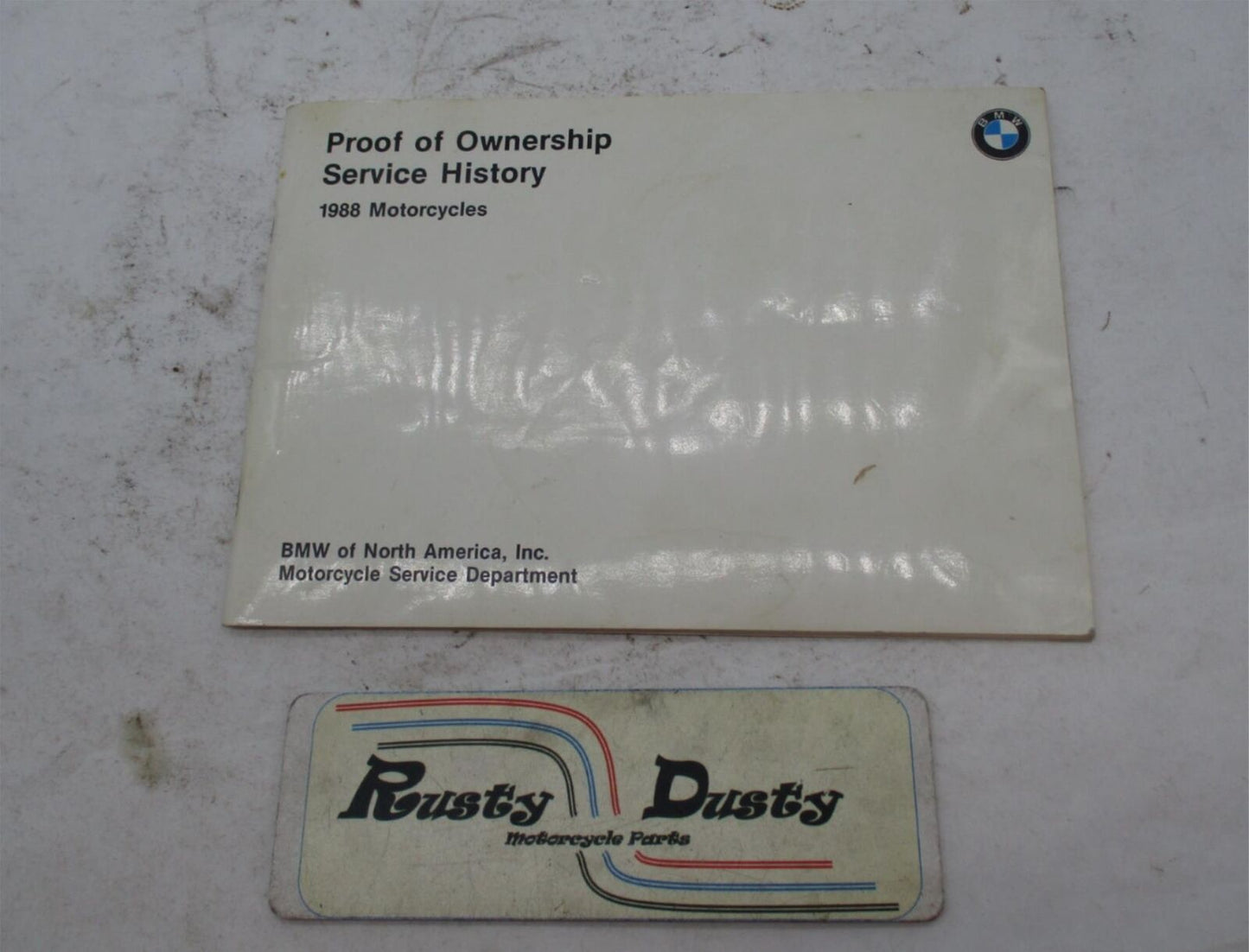 Vintage 1988 BMW Motorcycles Poof of Ownership Service History Booklet