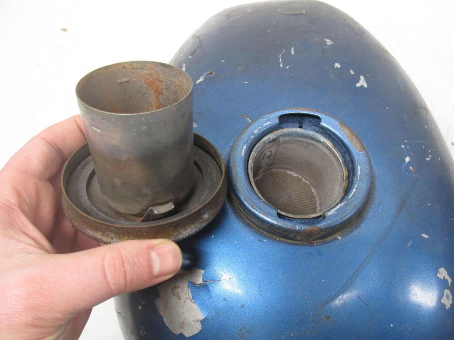 Vintage Motorcycle AHRMA Blue Gas Fuel Tank Unknown Model Esso Jawa CZ