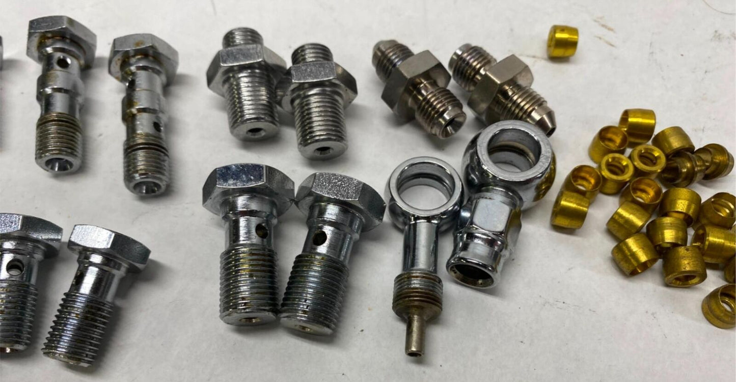 Huge Lot of Goodridge Brake line Fittings Hardware Banjo Bolts All Harley sizes