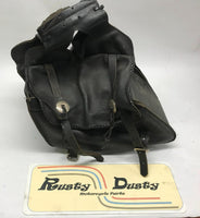 Set of Well Used Motorcycle Harley Leather Saddlebags Concho Style Black