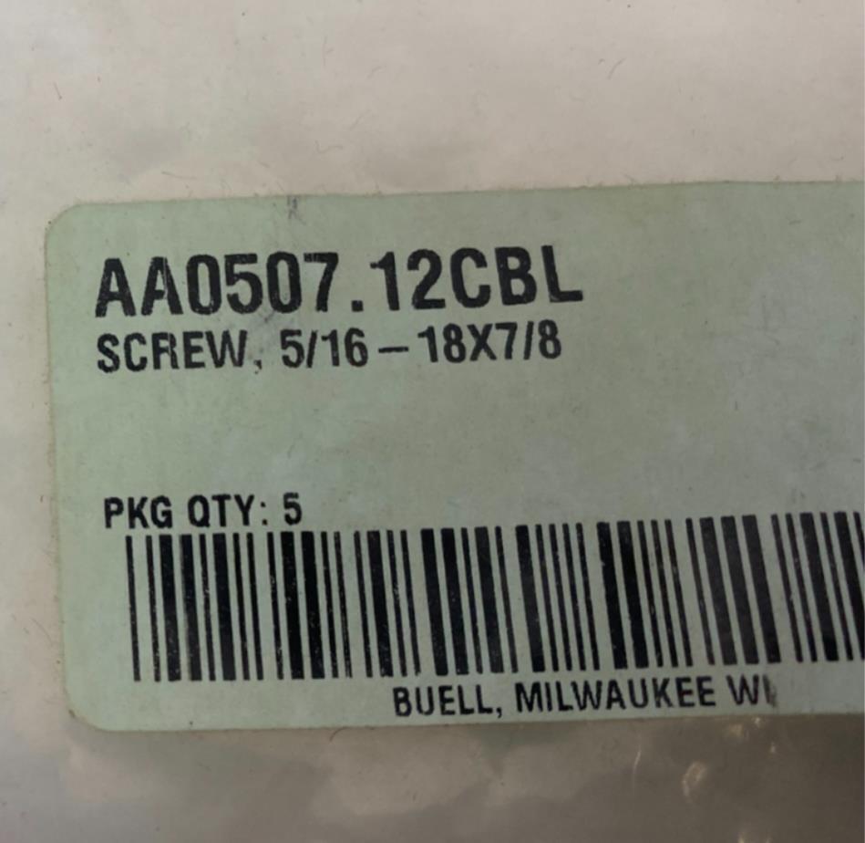 Harley Buell Genuine Screws Lot (5) 5/16"-18 X 7/8" AA0507.12CBL