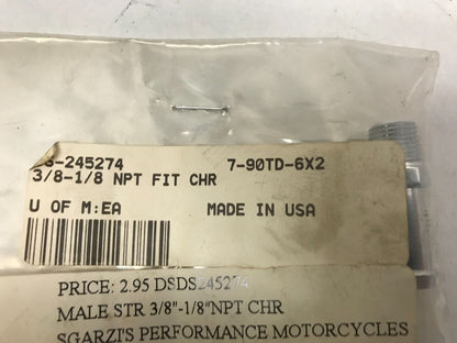 Chrome Plated Straight Hose Nipple Harley Davidson 3/8"-1/8" Chrome DS-245274