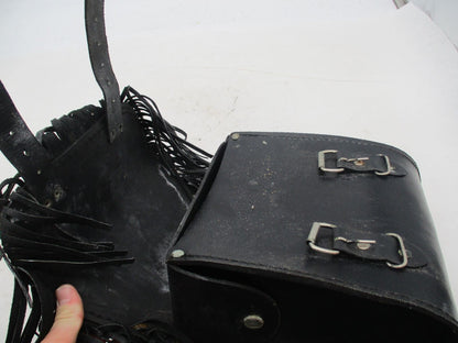 Harley Davidson Black Leather Pouch Bag Sissy Bar Backrest Pouch Tassels
