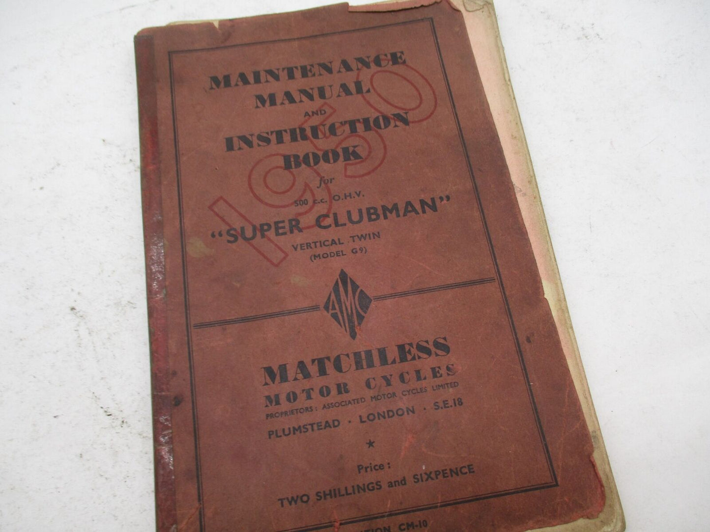 Matchless 1950 500cc Super Clubman Vertical Twin Maintenance Manual Book