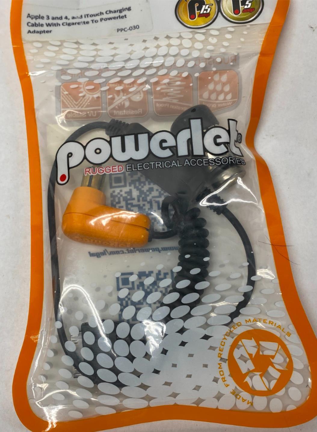 Powerlet Apple 3 & 4 & iTouch Cable w/ Cigarette to Powerlet Adapter PPC-030