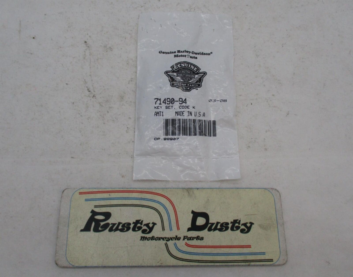 Harley Davidson Genuine NOS Key Set 71490-94 Code: K