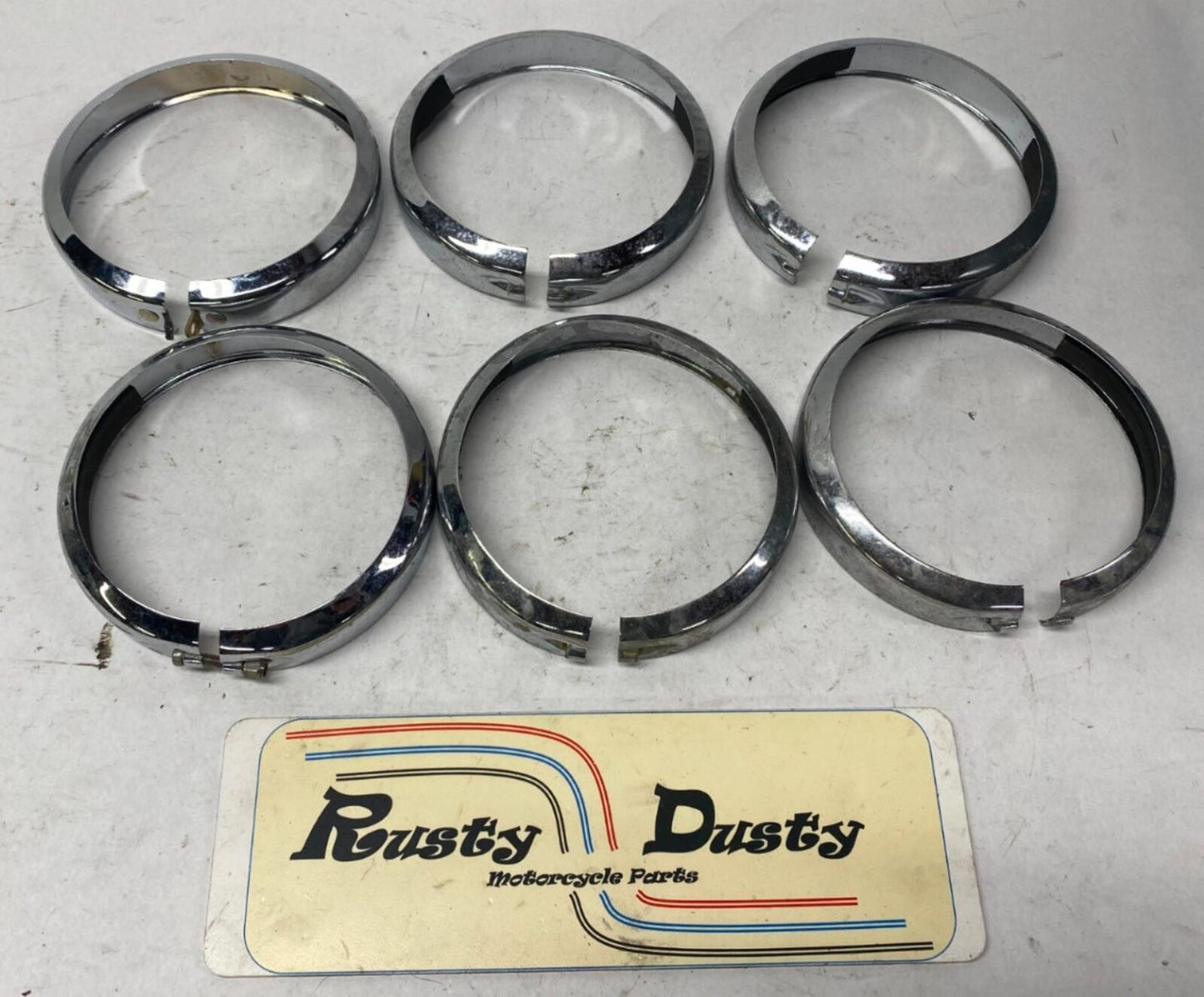 Lot of (6)  Harley Davidson Auxiliary Lamp Light Trim Rings