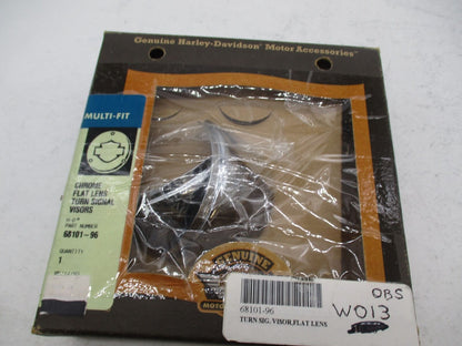 Harley Davidson Genuine NOS Chrome Flat Lens Turn Signal Visors 68101-96