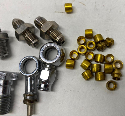 Huge Lot of Goodridge Brake line Fittings Hardware Banjo Bolts All Harley sizes