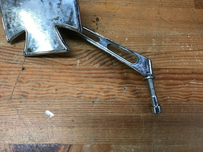 Chrome Maltese Mirror Slotted Stem Left Side Harley Used Old School Patina