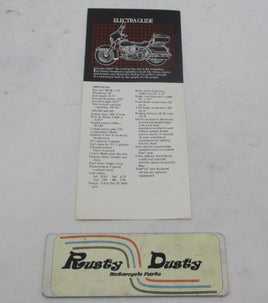 Harley Davidson Genuine Electra Glide Dealer Sticker Tearaway Price Sheet