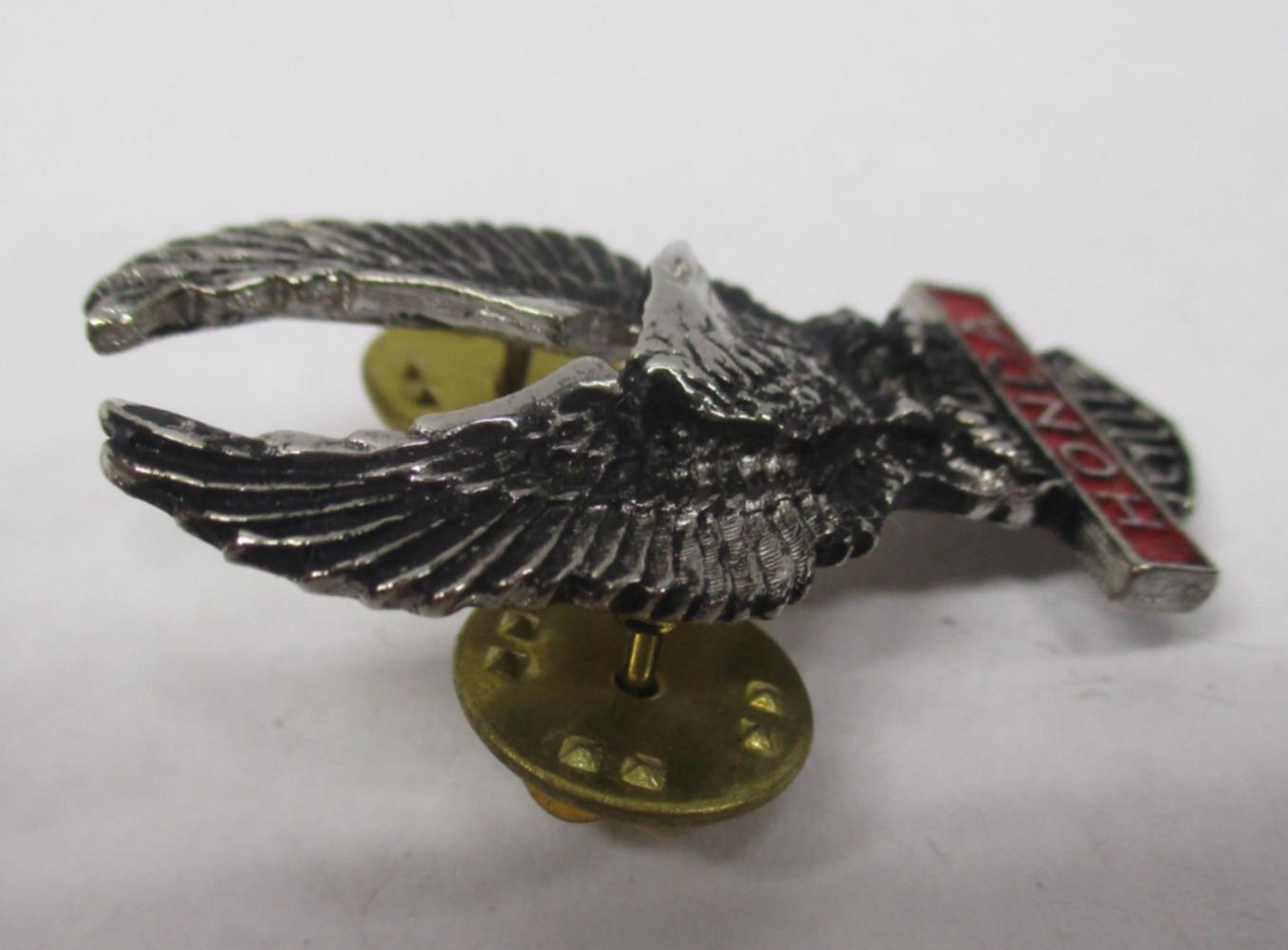 Honda Silver & Red Motorcycle Bike Cruiser Rider Vest Jacket Eagle Metal Pin