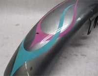 Harley Davidson Narrow Glide Dyna Front Fender Gray with Pink Blue Flames 4"