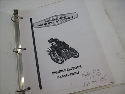 Harley Davidson Aermacchi Owners Handbook ALA D'Orso Models
