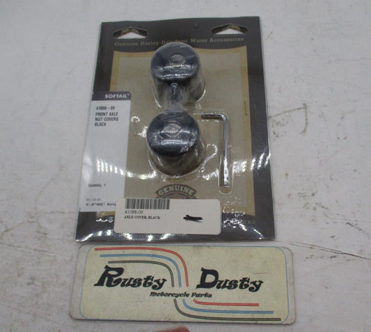 Harley Davidson Genuine NOS Softail Black Front Axle Nut Covers 41088-09