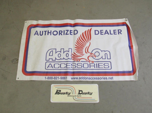 Vintage Add On Accessories Authorized Dealer Motorcycle Shop Banner  44" X 24"
