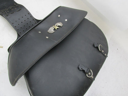 Set of Harley Davidson Universal Pleather Black Saddle Bags w/ Eagle Star Emblem