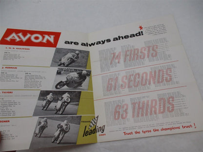 Vintage Avon Tires 1962 Solo World's Champions Winners Brochure