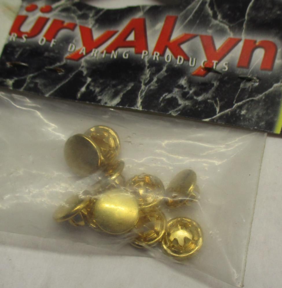 Set of 10 Kuryakyn  8091 Gold Studs Rivets w/ 3/16" head Harley Davidson