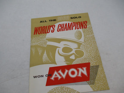 Vintage Avon Tires 1962 Solo World's Champions Winners Brochure