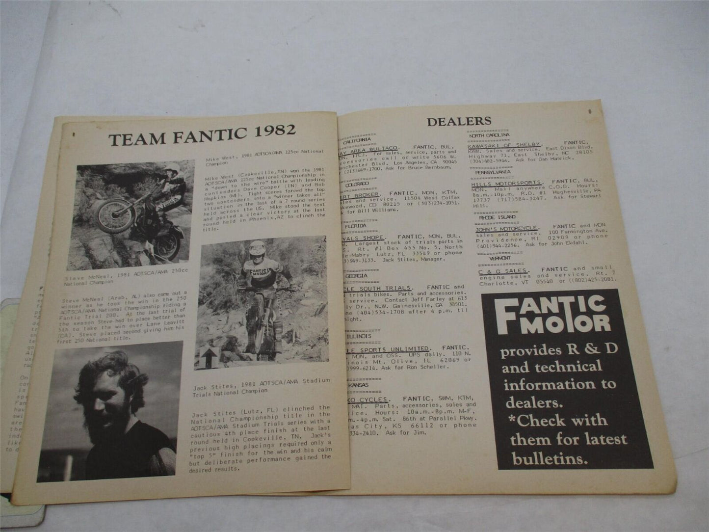 Vintage Original Fantic Motor 1982 Dealership Newsletter