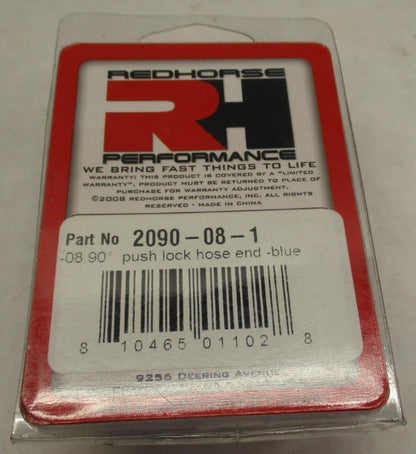 Redhorse Performance 90 degree AN/JIC Hose End Push Lock - Blue 2090-08-1