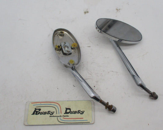 Pair Set of Harley Davidson Chopper Oval Chrome Custom Mirrors