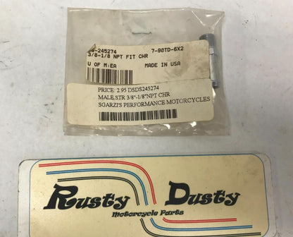 Chrome Plated Straight Hose Nipple Harley Davidson 3/8"-1/8" Chrome DS-245274